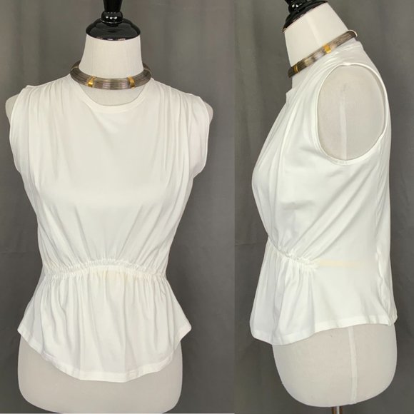 ATM Anthony Thomas Melillo White Cotton Gathered Tee Top Sz M - Picture 9 of 16